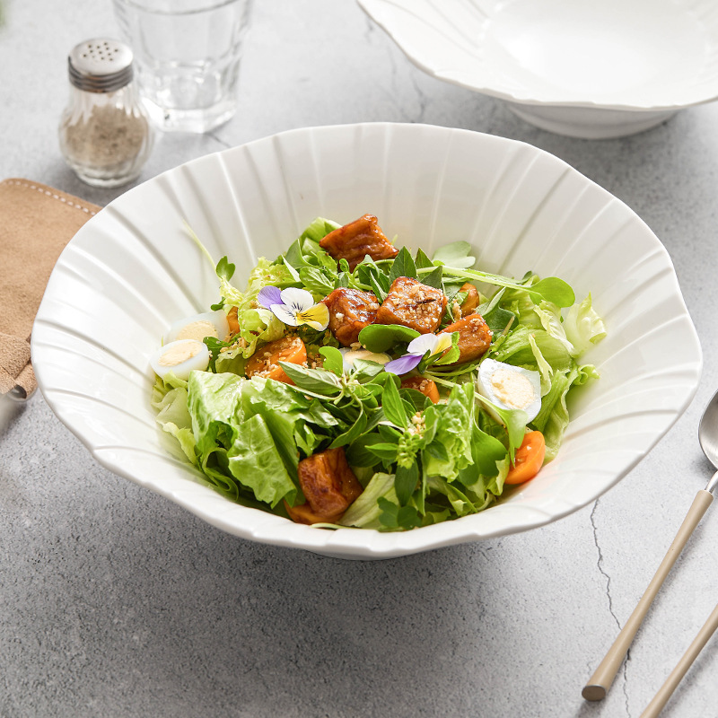 Bát salad trái cây bằng gốm sứ, bát súp gia đình, bát mì ramen origami sáng tạo, bát nhà hàng, bát mì súp lớn cao cấp