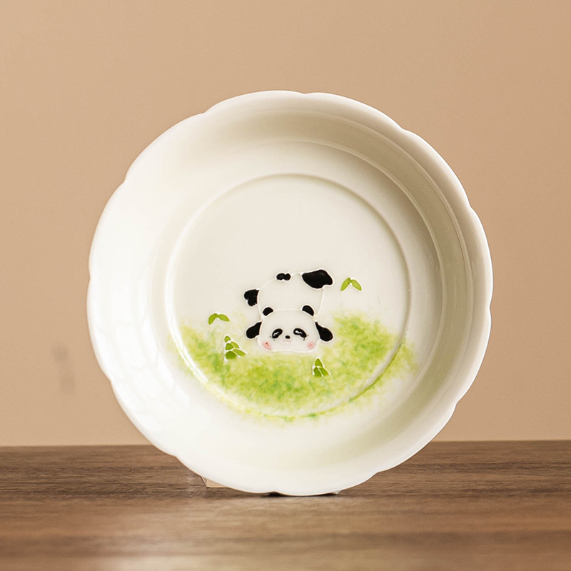 Chậu gấu trúc chạm khắc xếp chồng vẽ tay, bàn bong bóng khô kiểu Trung Quốc, bình gốm sứ gia dụng, khay đựng đồ uống, đĩa trái cây, đĩa đơn