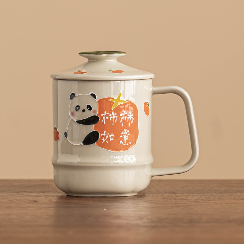 Cốc chạm khắc xếp chồng vẽ tay sáng tạo, cốc văn phòng hồng mơ mộng, cốc uống nước, cốc trà, cốc tách trà dung tích lớn