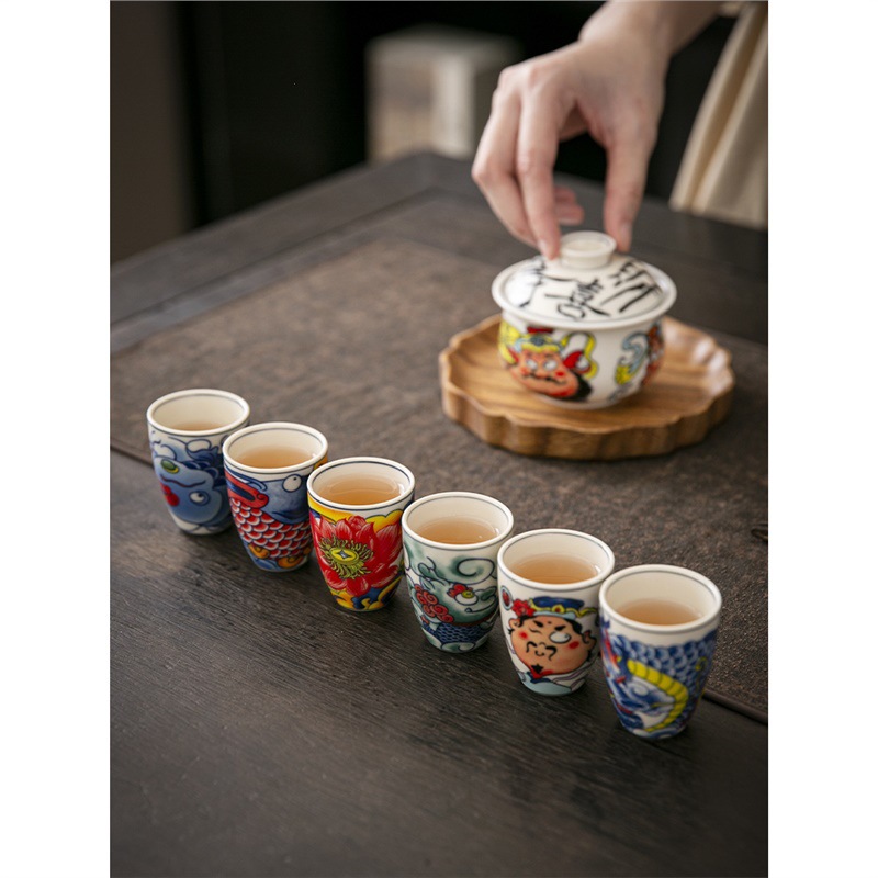 Cốc chủ nhân chuyên dụng cá nhân gốm sứ sáng tạo cốc hương cá rồng vẽ tay phong cách Trung Quốc cốc trà đơn