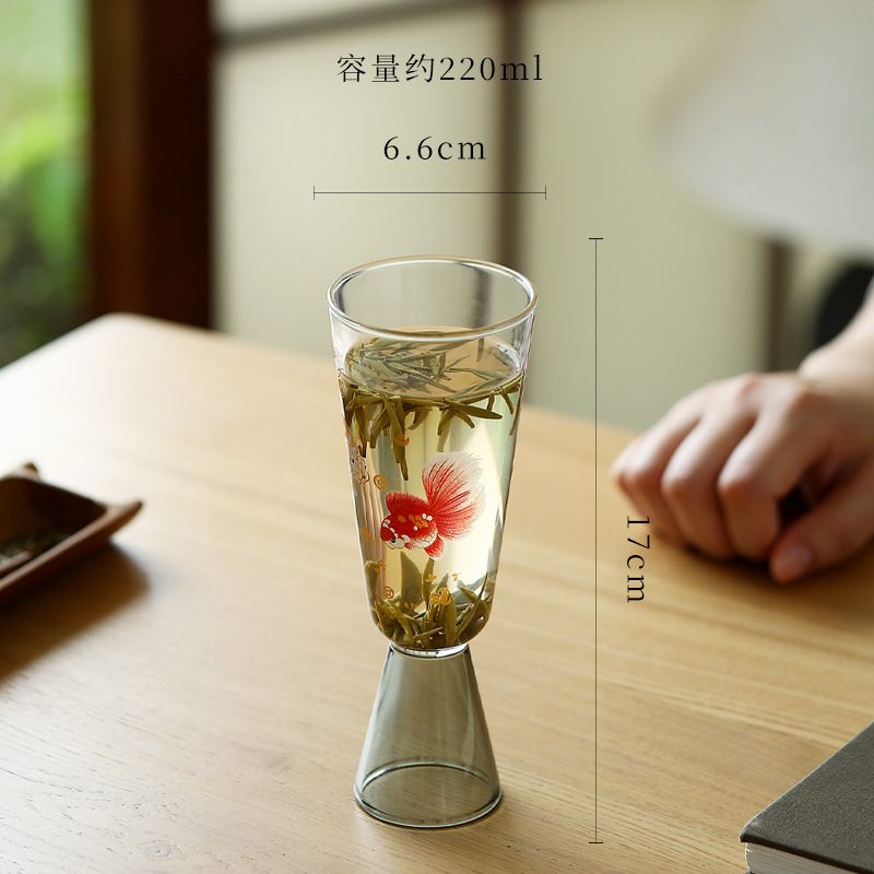 Cốc nếm trà xanh thủy tinh chịu nhiệt, bộ trà Kung Fu, cốc cao cấp, cốc trà lớn.