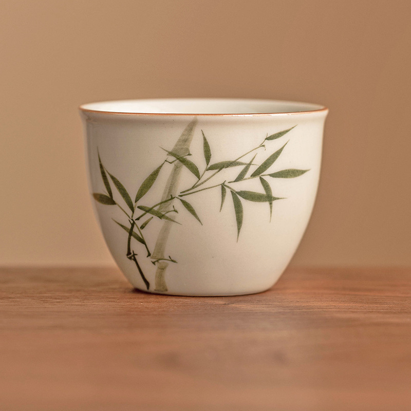 Vẽ tay màu xanh ngọc lục bảo phong thủy Bình phong thủy Cốc gốm sứ Kung Fu cốc chủ sở hữu cốc đơn cao cấp Tách Trà Cá Nhân