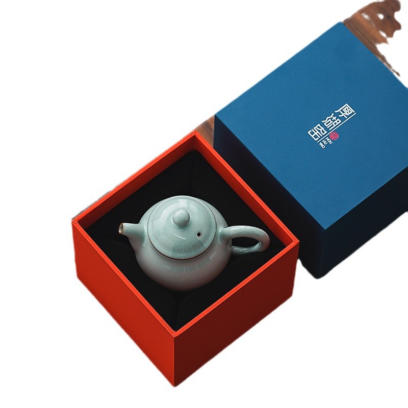 Bộ ấm trà Kung Fu bằng gốm sứ ở lò Houhu Ấm trà nhỏ Lò Ru Ấm trà đơn màu lục lam có thể giữ ấm pha trà đơn thủ công