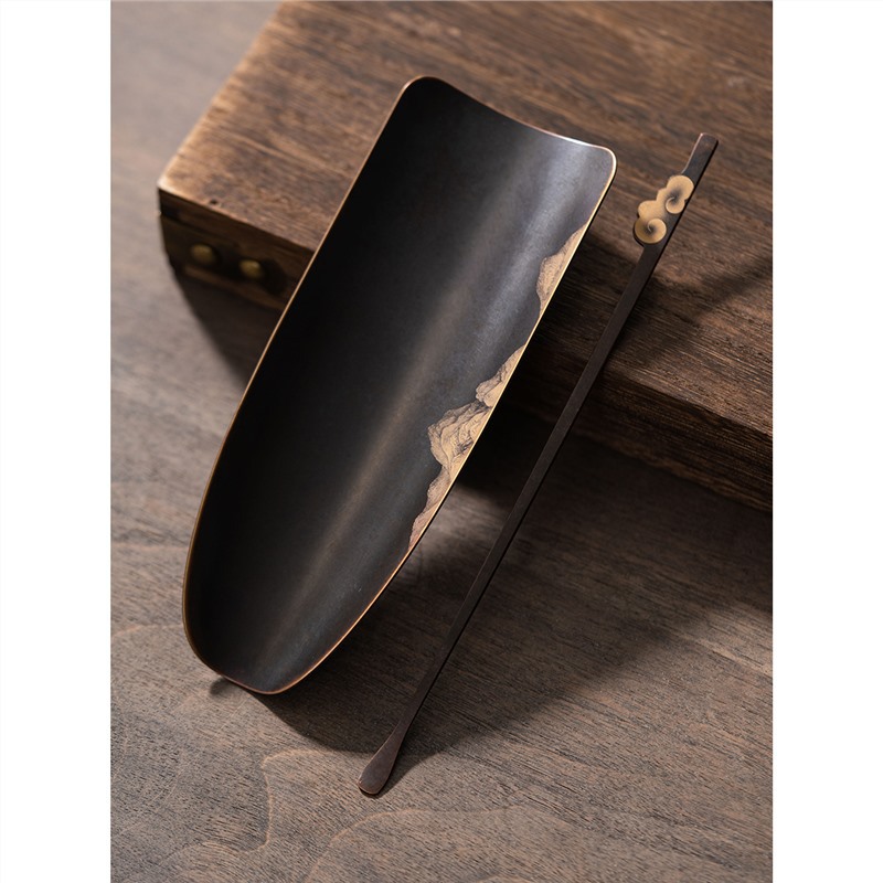 Cổ ca đồng nguyên chất thủ công hình nón Trà Kim Trà thìa Trà thìa Trà thìa Trà thìa Trà thìa đồng nghệ thuật phụ kiện trà đạo Kung Fu