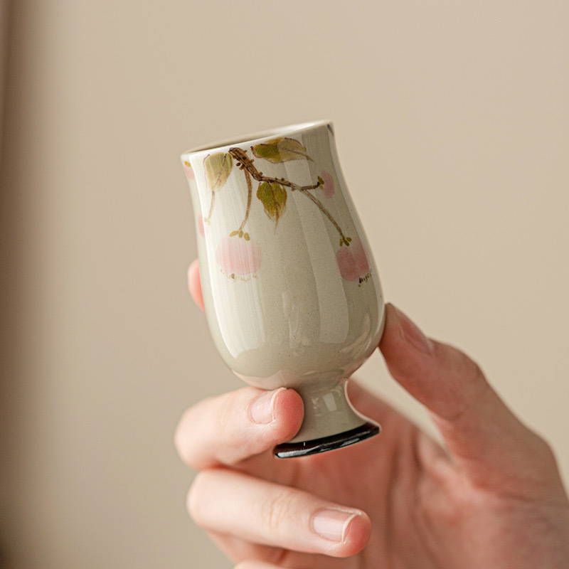 Cốc Trà Lựu vẽ tay màu xám thực vật cốc trà gốm sứ cốc chủ nhân tách trà đơn bộ trà Kung Fu Trung Quốc Cốc thơm