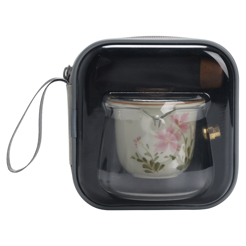 Bộ trà du lịch vẽ tay cúc họa mi nhỏ Bộ trà thủy tinh kiểu Trung Quốc một bình gốm sứ cầm tay hai cốc nhỏ