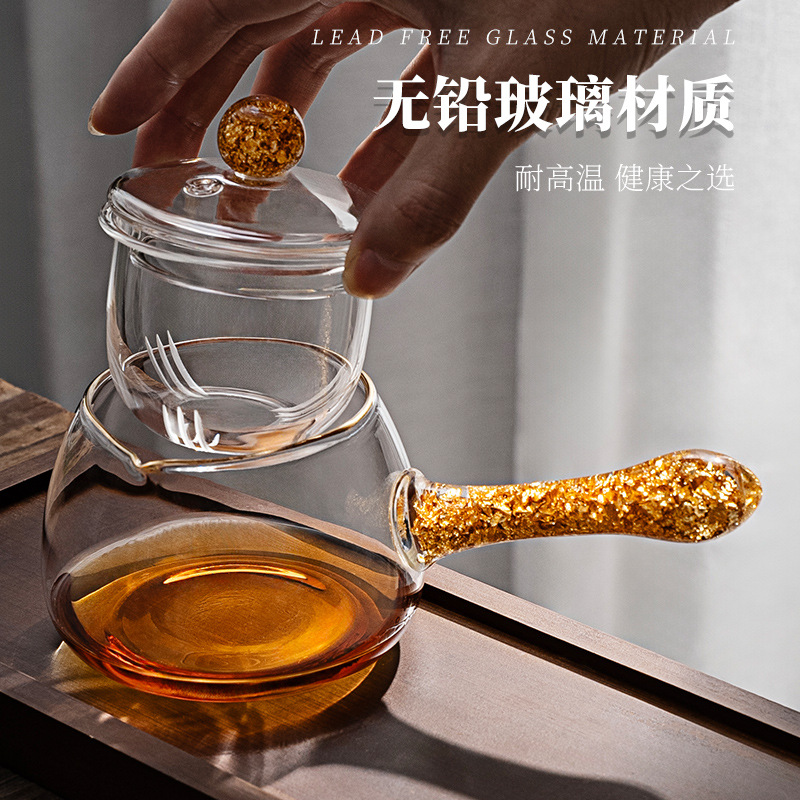 Bộ ấm trà bằng thủy tinh borosilicate chịu nhiệt cao, có bình chia trà, lưới lọc trà, ấm trà có ngăn lọc nước trà.