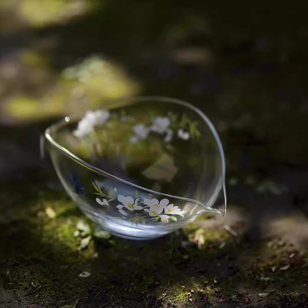 Cốc thủy tinh lưỡi liềm, tách trà, bộ trà đặc biệt trà xanh, bộ lọc, tách trà, bộ lọc, dụng cụ tách trà Kung Fu