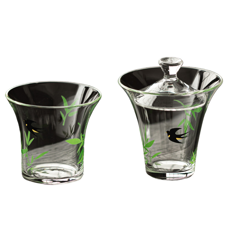 Bộ chén chén chén chén chén trà mini có nắp đậy bằng thủy tinh cao borosilicat trong suốt gia dụng bộ trà kungfu dùng một người