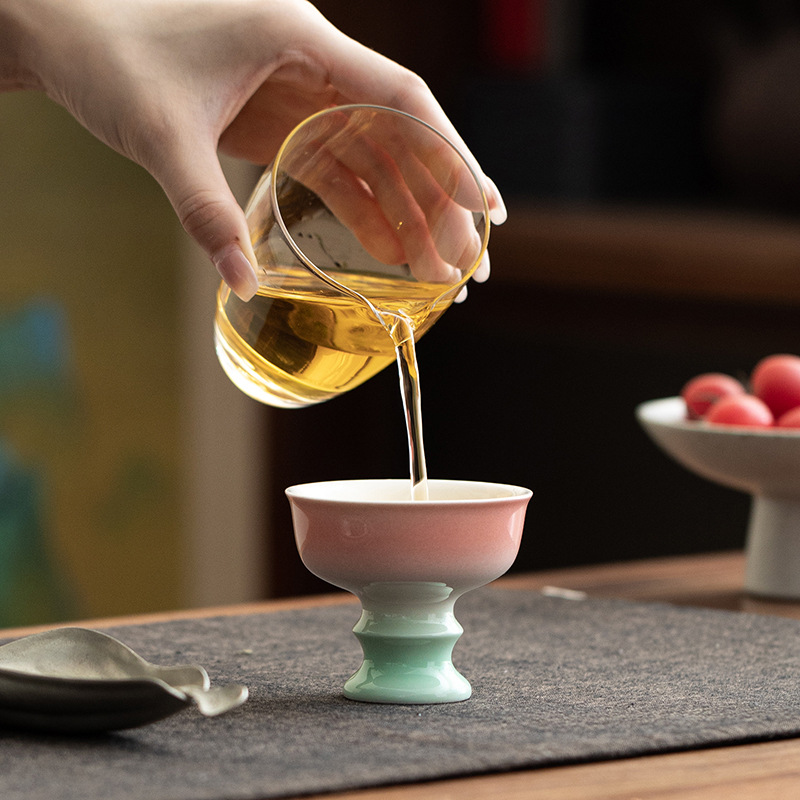 Chén trà đỏ tráng men bóng xanh Bộ trà Kung Fu gốm sứ gia dụng chuyên dụng cá nhân Cốc trà cốc chủ nhân Trung Quốc quà lưu niệm