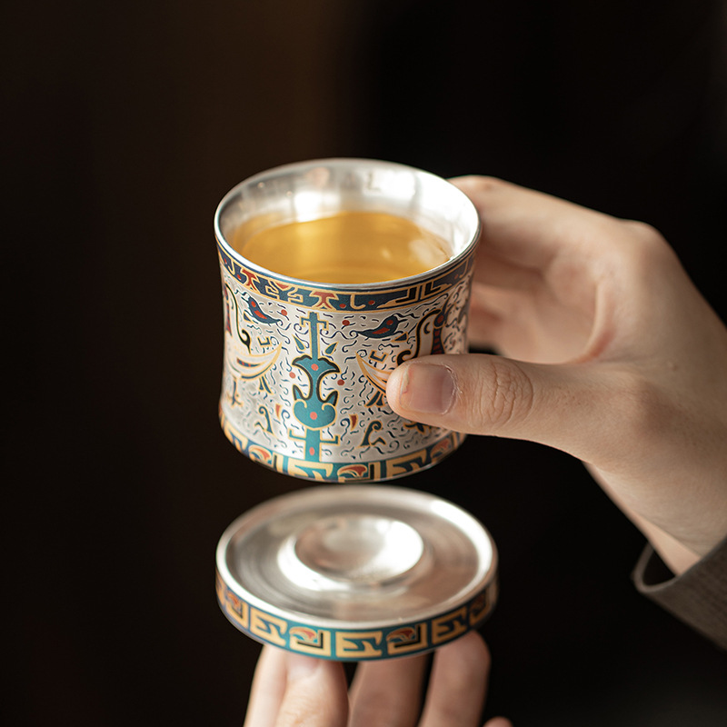 Cốc quay mạ bạc cốc chủ nhân gốm sứ dụng cụ trà Kung Fu Trung Quốc gia dụng cốc đơn cốc trà sáng tạo cá nhân tặng quà