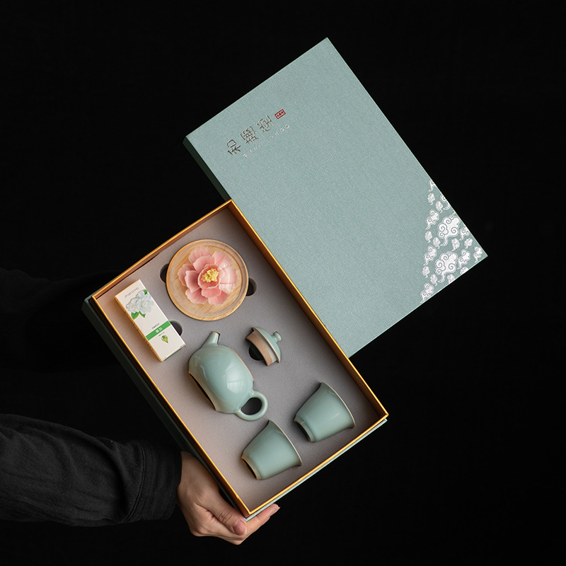 Bộ ấm chén du lịch Ruyao, phong cách Kung Fu, ngoài trời, di động, uống trà, mẫu mới 2025, gồm chén, ấm trà