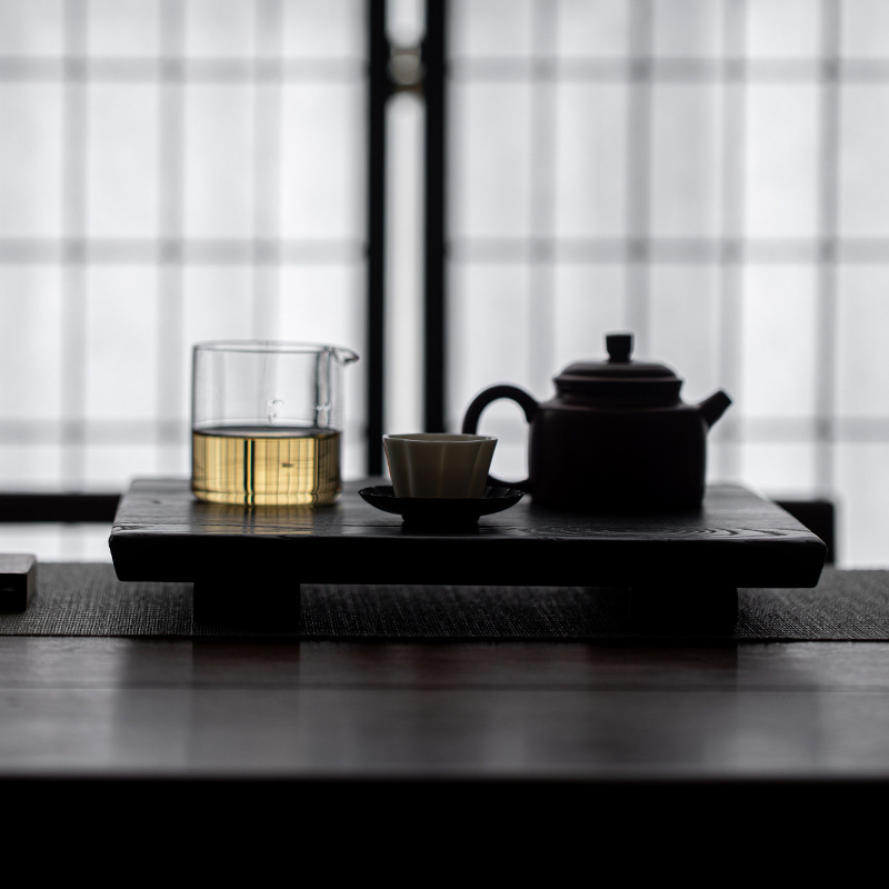 Bàn trà nướng than gỗ sáp trắng văn phòng khay trà pha khô ấm thủ công khay gỗ nguyên tấm khay trà nhỏ bằng gỗ