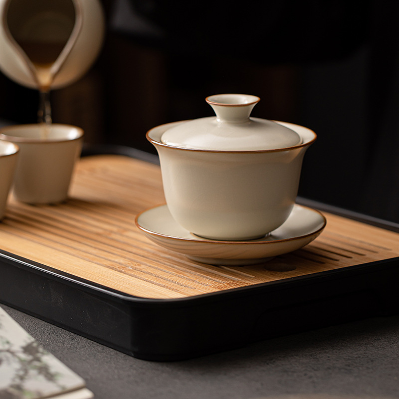 Ấm trà Kung Fu Ấm trà gốm sứ gia dụng đơn giản ấm trà cốc trà khay trà nguyên bộ dụng cụ pha trà