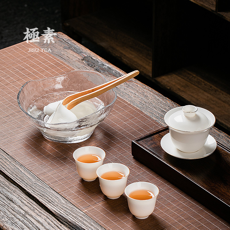 Bát trà Bát đựng nước rửa bút rửa trà thủy tinh cực kỳ cực lớn dụng cụ trà Kung Fu Nhật Bản gia dụng Phụ kiện Khay hoa quả trà đạo