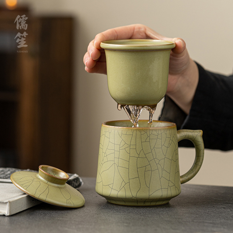 Cốc văn phòng cốc pha trà lọc gốm cốc mug tách trà nước tách trà có nắp cốc uống trà cá nhân chuyên dụng