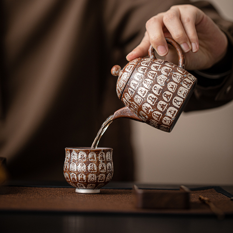 Ấm trà bộ trà kungfu gốm thô dung tích lớn