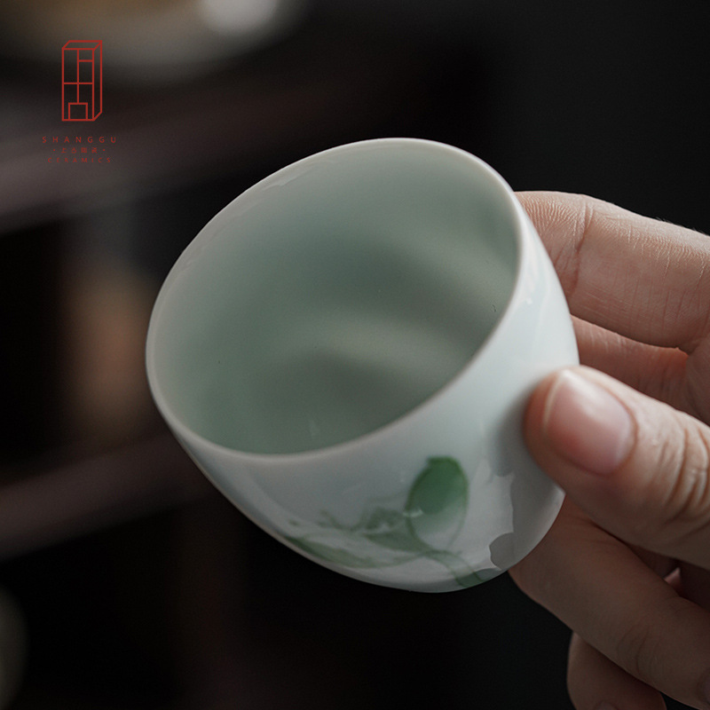 Bộ trà men ngọc vẽ tay, tách trà Kung Fu, tách trà, tách trà, tách chủ nhân cá nhân, tách trà gốm sứ