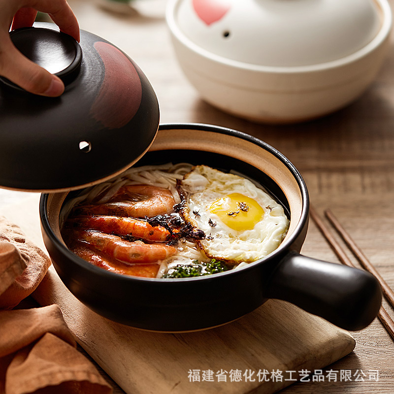 Nồi hầm kiểu Nhật có tay cầm nồi hầm dùng gas gia dụng nồi hầm đặc biệt cho một người cho cơm niêu bếp gas