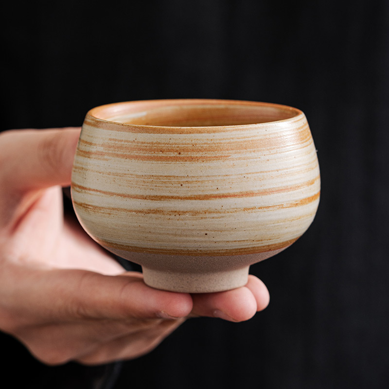 Cốc trà gốm thô, cốc chủ nhân, Bộ trà Kung Fu gió tuyệt đẹp, cốc đơn, cốc trà gốm sứ, cốc trà ren thủ công kiểu Nhật