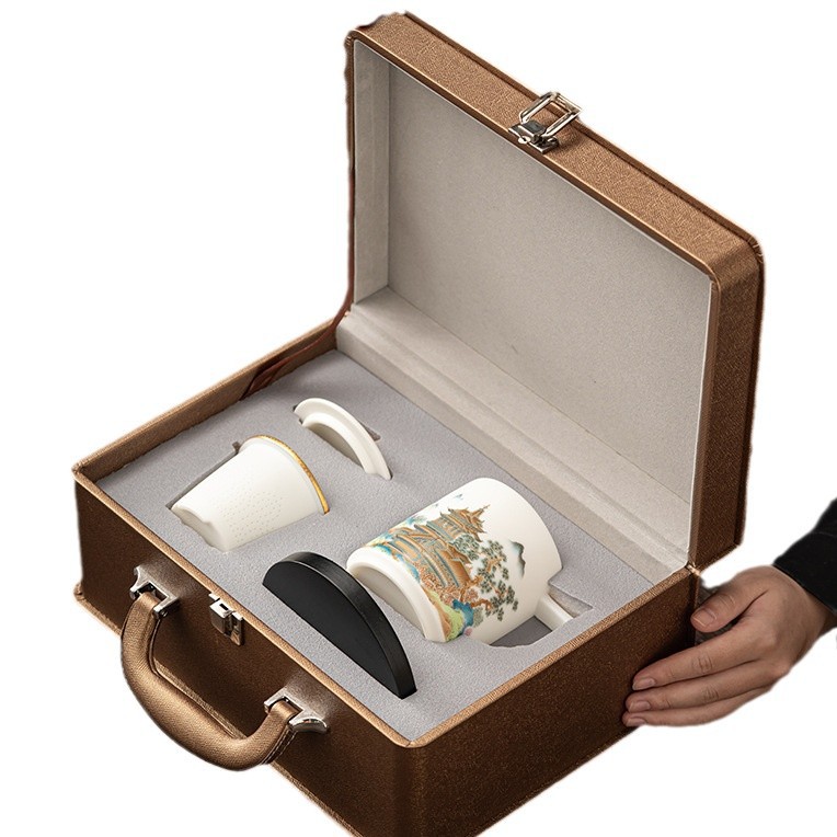 Cốc văn phòng sứ ngọc bích mỡ cừu cao cấp cốc pha trà gốm sứ tách trà cốc nước họp kinh doanh quà tặng cao cấp