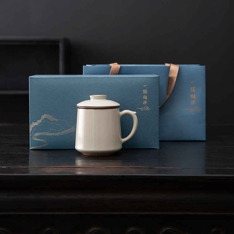 Cốc văn phòng Ruyao tách trà nước tách trà gốm sứ có thể nâng cao cốc pha trà cao cấp bán buôn cốc cá nhân lưu niệm