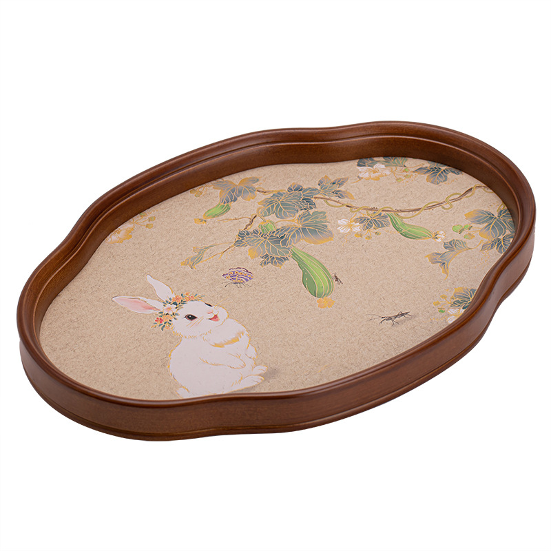 Khay đựng hoa hồng thủy tinh Jade Rabbit Begonia, khay trà sữa khô bằng tre gỗ, khay đựng trái cây, khay đựng đồ ngọt, bàn trà nhỏ