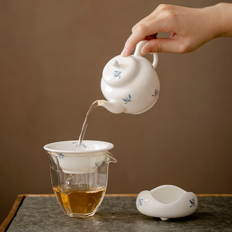 Vẽ tay hoa lan sứ trắng gốm sứ lọc trà kết hợp tách trà bộ trà Kung Fu phụ kiện tách lọc trà