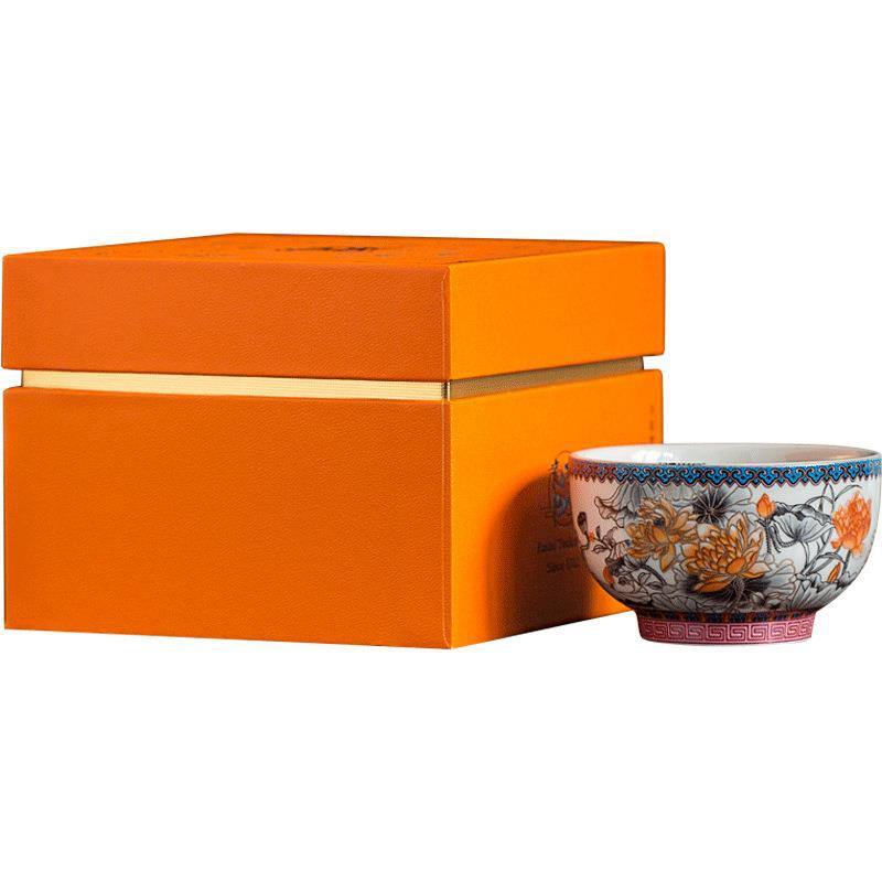 Đồ sứ gốm sứ cổ tinh khiết vẽ tay tách trà chén đơn cốc chủ nhân cốc tráng men màu Bộ trà Kung Fu gốm sứ Trung Quốc