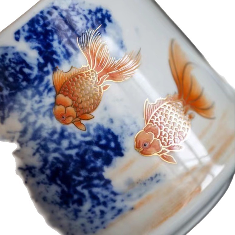 Gốm sứ Li Yufengyu Cốc pha trà gốm sứ tách trà tách nước Cốc sứ có nắp Cốc sứ có tay cầm