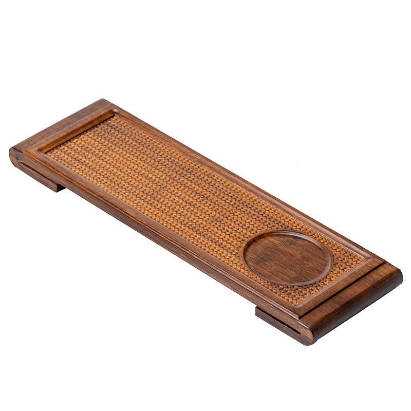 Khay trà nhỏ CuộN tre nặng kiểu Trung Quốc bàn trà Kung Fu hình chữ nhật chiếu tre hoa văn phụ kiện trà đạo pha khô