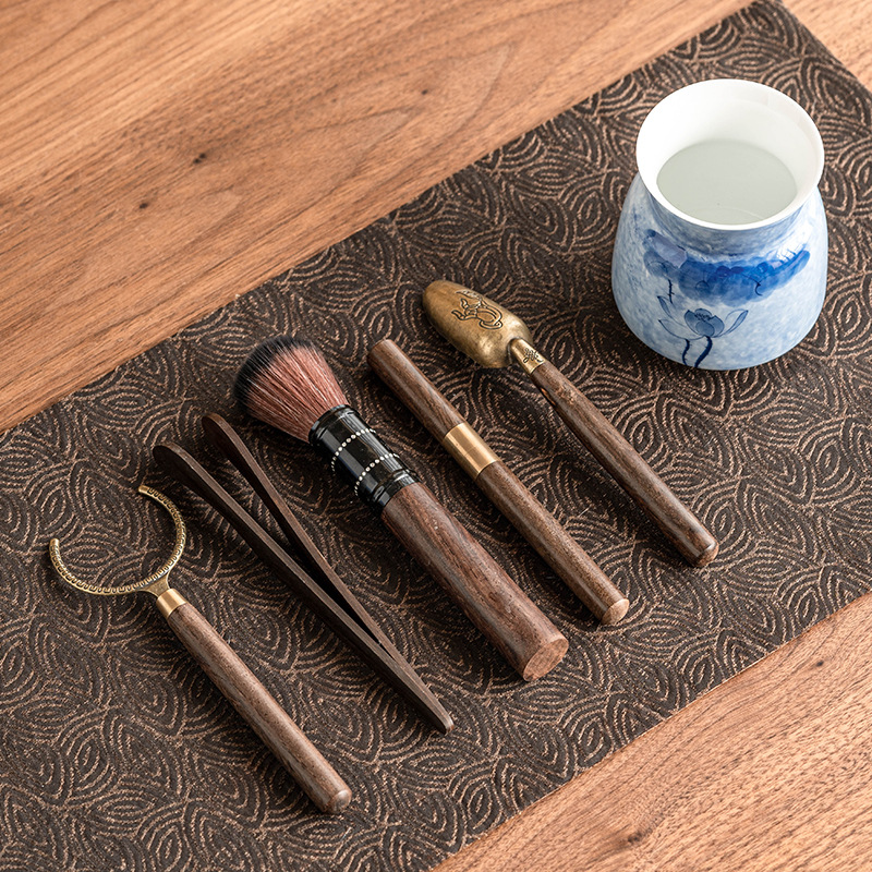 Vẽ tay hoa sen xanh trà đạo sáu quý ông Bộ dụng cụ pha trà kẹp Trà thìa trà ống trà Bộ trà Kung Fu Phụ Kiện Bộ trà Daquan