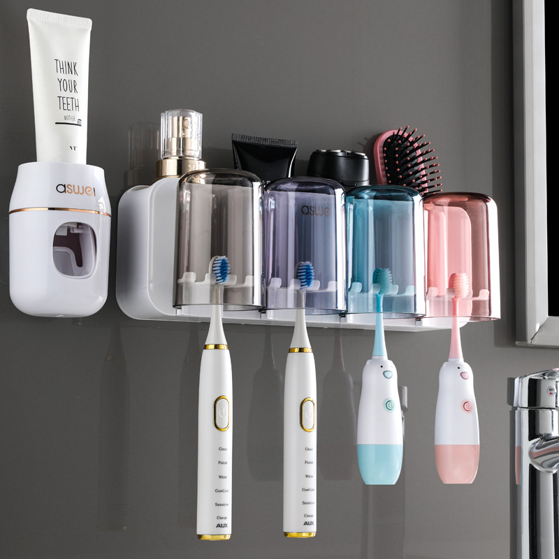 Giá để bàn chải đánh răng, Cốc đánh răng không đục lỗ, cốc nước súc miệng, giá treo tường, phòng tắm treo tường, Bộ Gia Đình Điện