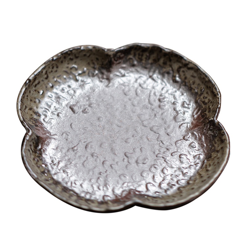 Lót cốc cỏ bốn lá bùn đá cũ lót ly cách nhiệt đựng cốc nhỏ cổ điển thủ công lót ly đĩa gốm sứ Kung Fu phụ kiện trà