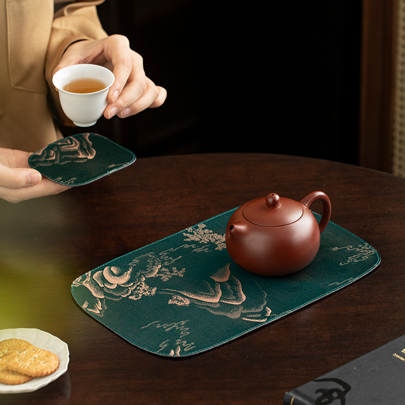 Thảm trà hình chữ nhật dùng trong gia đình, hai mặt, thích hợp để pha khô, khăn trà, thảm trà, cờ trà, phụ kiện bộ trà kung fu.