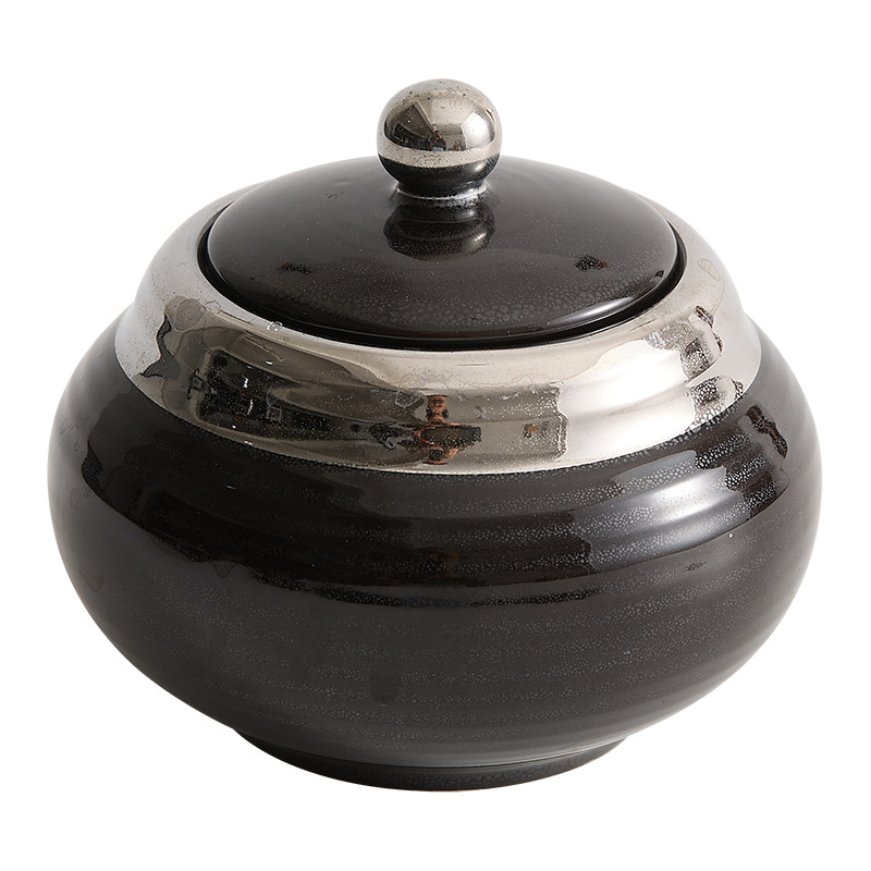 Lọ gia vị tráng men vàng đen, đồ dùng nhà bếp khách sạn, hộp gia vị gốm sứ, lọ đựng đường bột ngọt gia dụng