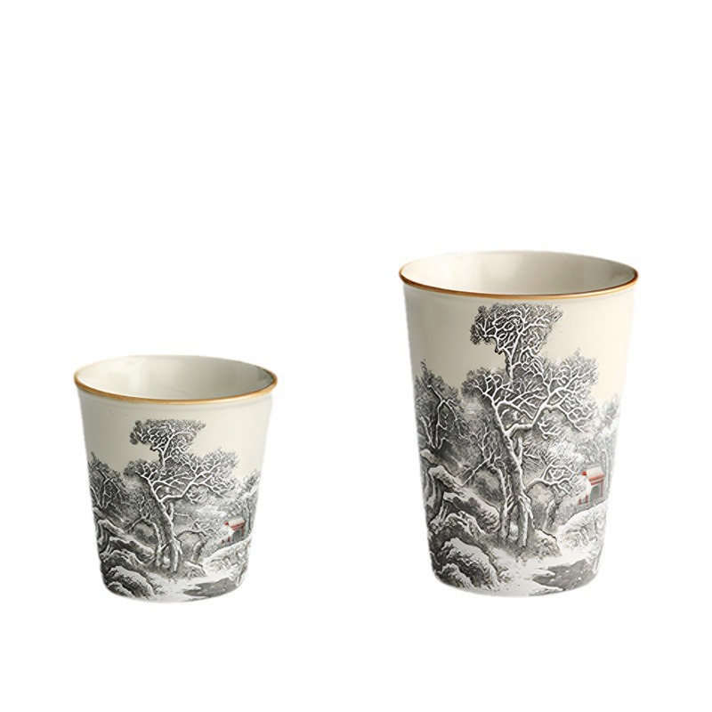 Văn hóa và sáng tạo Cốc phong cảnh tuyết Ruyao Cốc nước gốm sứ đặc biệt Cốc cầm tay sáng tạo Quà tặng sự kiện Quà tặng lưu niệm