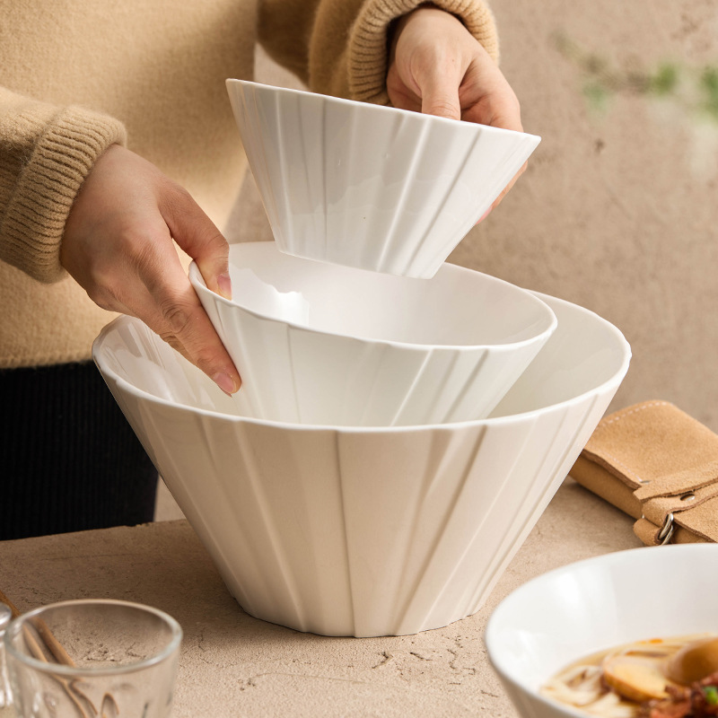Bát gốm họa tiết Origami Bát mì gia dụng Bát súp Cảm giác cao cấp Bộ đồ ăn khách sạn Bát cỡ lớn Bát doga Bát sâu Bát mì ramen