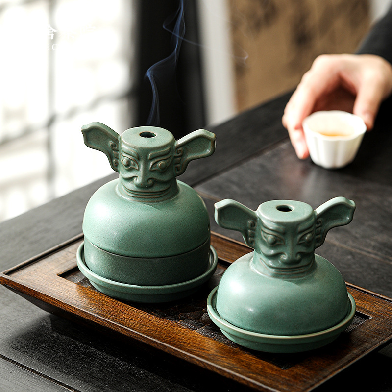 Mặt nạ đồng Sanxingdui, lư hương, lư đan sáng tạo, gốm sứ, hương trong nhà, hương tháp có nắp, trà đạo