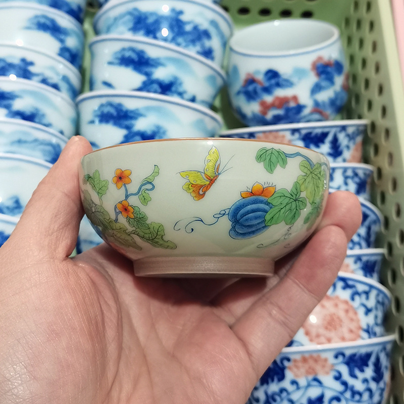 Pastel Pu'er cốc Cảnh Đức Trấn gốm Kung Fu bộ trà cốc đơn chủ cốc trà cốc trà cá nhân bát trà