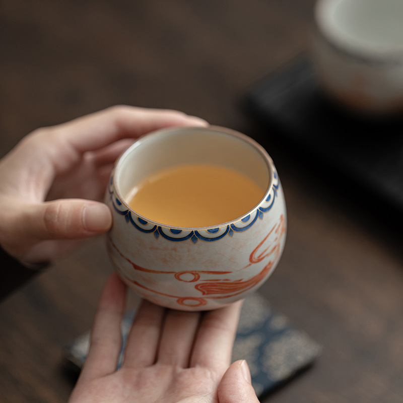 Đôn Hoàng Feitian Luohan Cup Ru Kiln mở ra có thể nuôi gốm sứ uống trà chén gia dụng chén trà chén chủ nhân chén trà Kung Fu