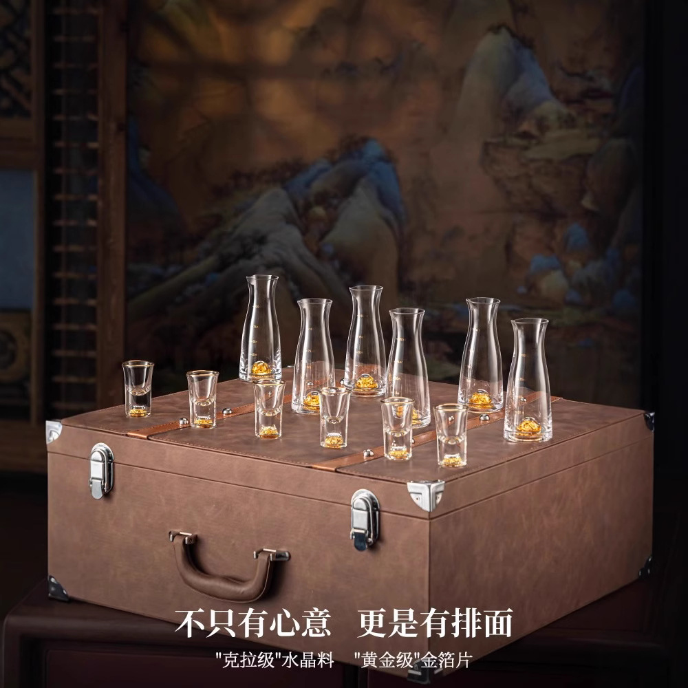 Bộ chia ly rượu vang trắng bộ hộp quà gia dụng cảm giác cao cấp bộ rượu vang pha lê ly cao cấp sang trọng nhẹ