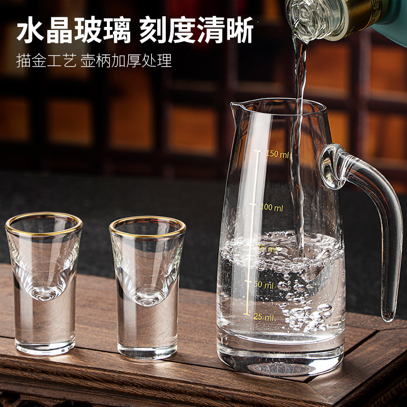 Bộ chia ly rượu thủy tinh cao cấp viền vàng chính hãng, bộ chia ly rượu, Bộ Rượu, ly đạn sang trọng nhẹ gia dụng
