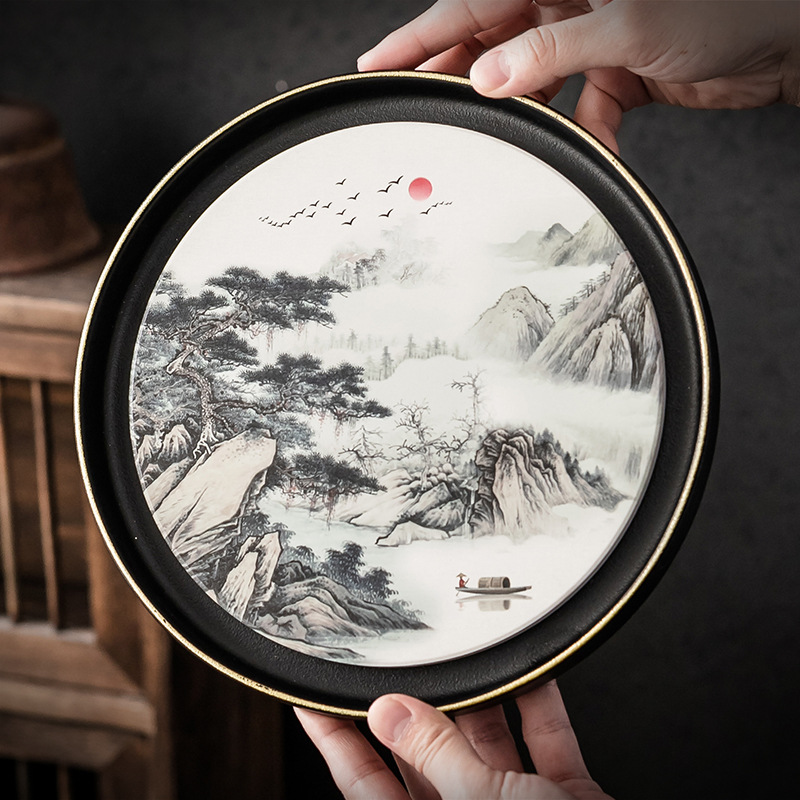 Bán buôn bình thấm nước gốm sứ khay đựng bọt khô Khay đựng ấm trà gốm sứ hình tròn khay đựng nước bình đựng nước bàn ủ khô gia dụng loại nhỏ