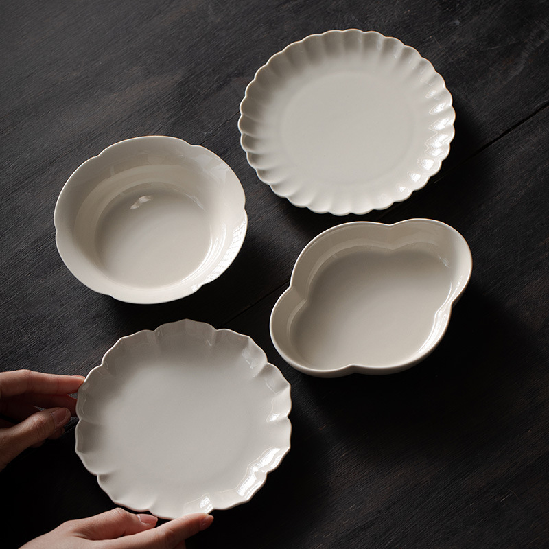 Ấm khay pha khô gốm sứ xám thực vật kiểu Trung Quốc, bộ trà Kung Fu cổ điển gia dụng, khay giải trí thu hải đường, khay trà