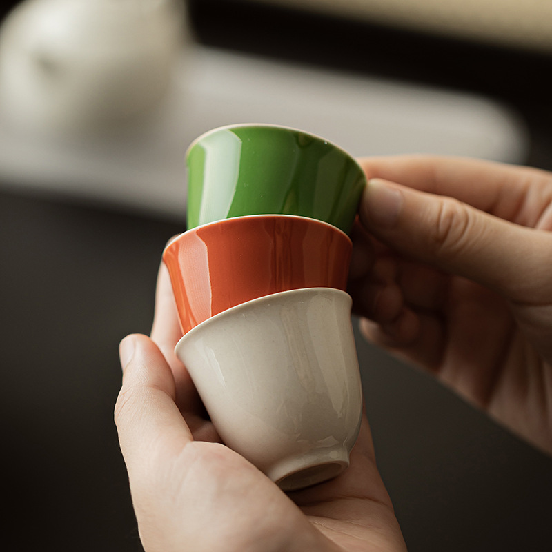 Bộ ấm xám thực vật Bộ ấm trà công phu pha trà đơn giản gốm sứ gia dụng Bộ ấm trà ba chén hộp quà