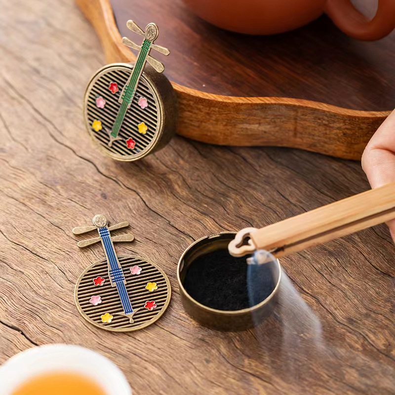 Lư hương pipa sáng tạo, quạt bầu, lư hương, lư xông hương Xiaoxiangyun, đồ trang trí trà đạo, chỉ đàn hương, lư hương
