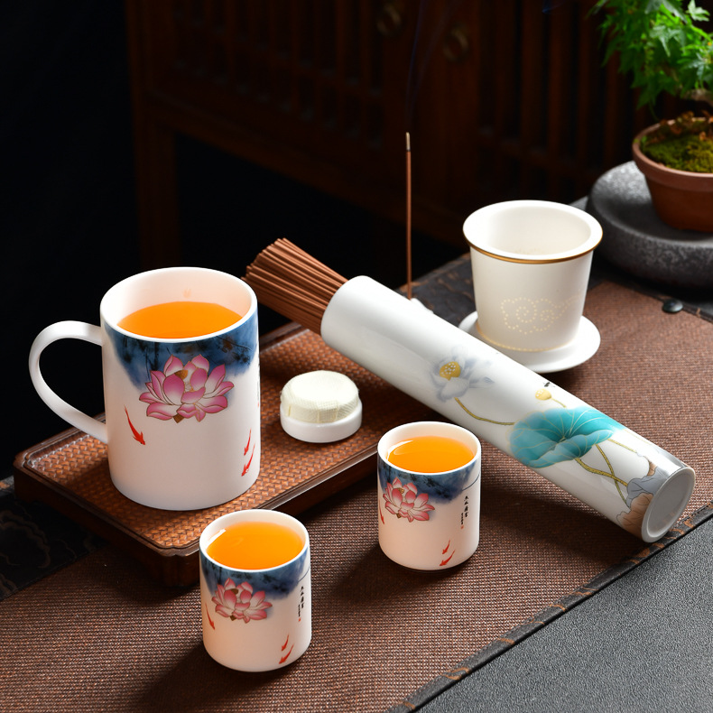 Hộp Quà Tặng Hộp đựng trà gốm sứ vẽ tay hộp đựng Hương Hương dây cắm cốc nước văn phòng đề can Hương Dây logo kinh doanh