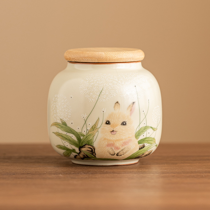 Bình trà thỏ dễ thương Ruyao, bình cầm tay, Bình đựng trà, bình đựng trà cao cấp, kín, chống ẩm