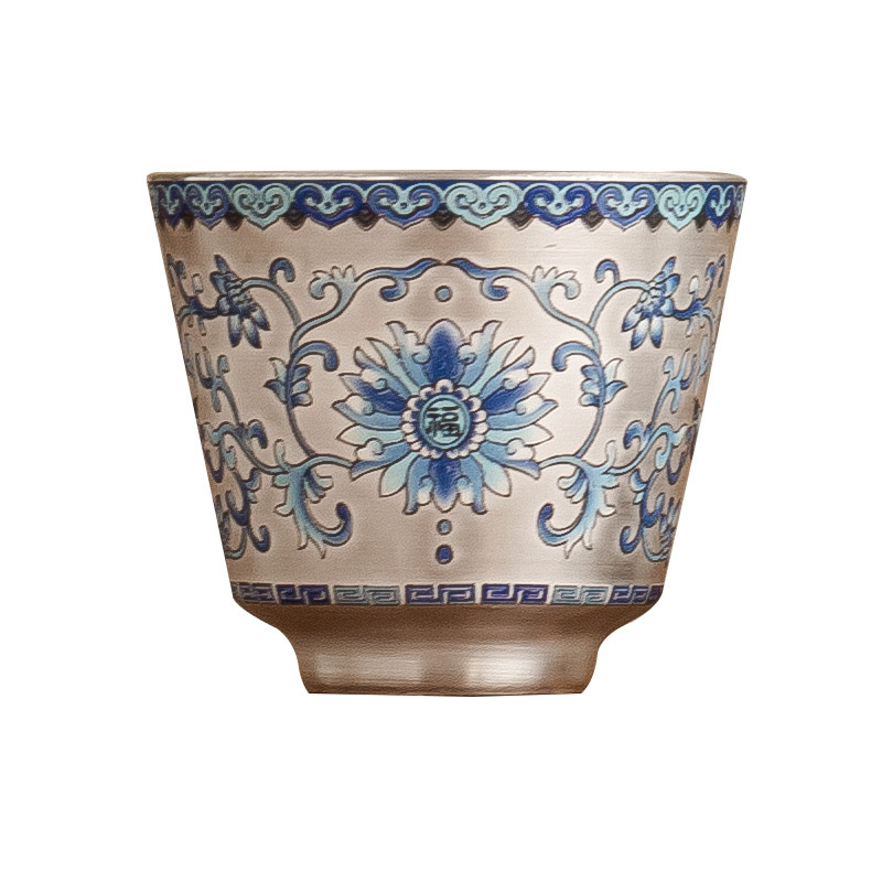 Cốc hương hoa sen mạ bạc, cốc uống trà, cốc gia chủ, cốc cá nhân sang trọng nhẹ cao cấp, cốc trà gốm sứ